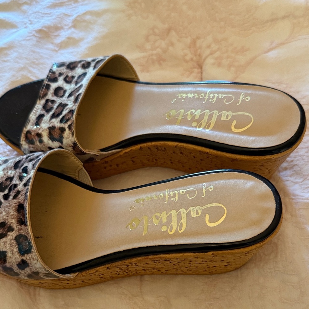 Callisto Animal Print Wedge Sandals
